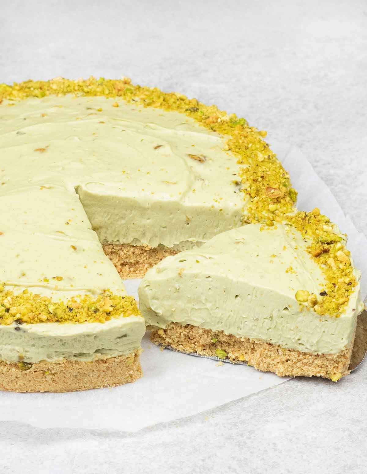 Gâteau au fromage aux pistaches