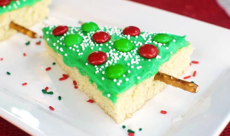 Barres de biscuits au sucre en forme d'arbre de Noël