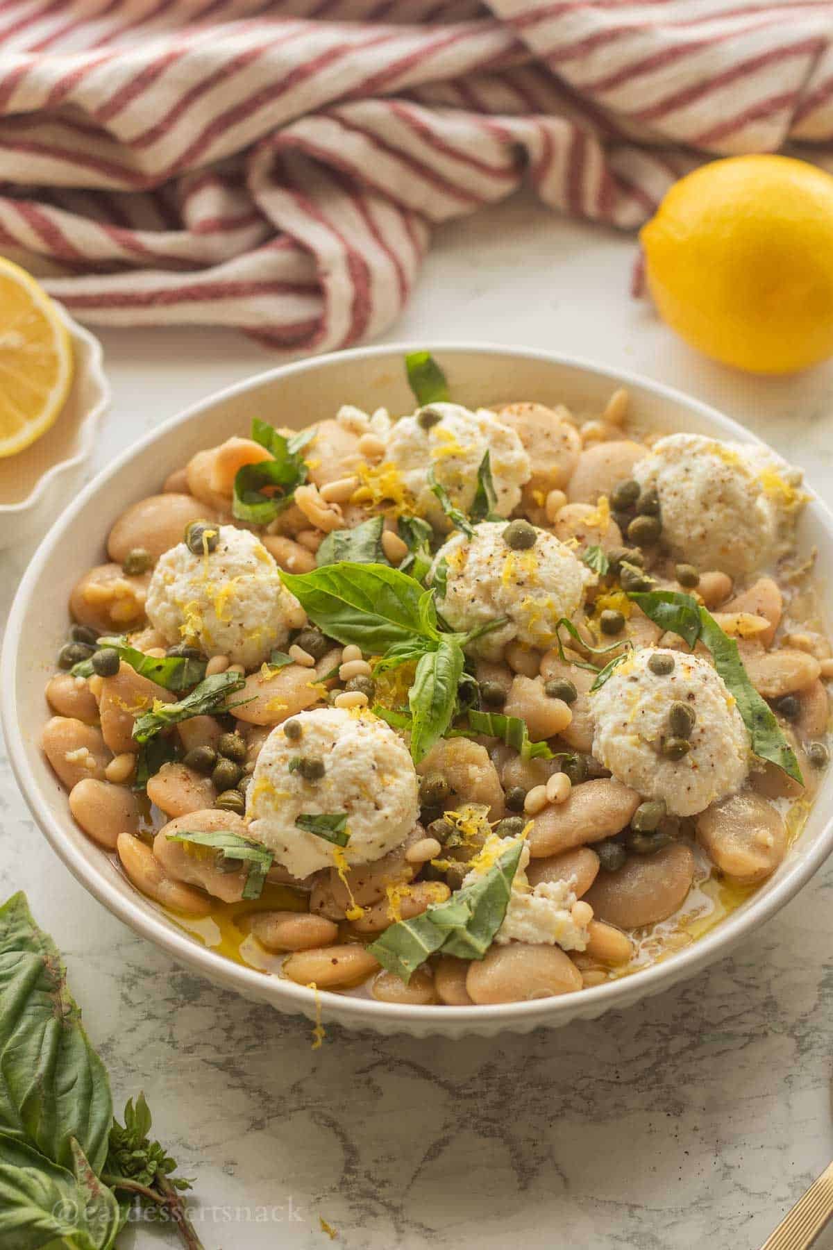 Salade de haricots beurre avec ricotta